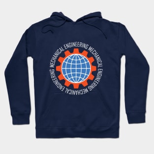 mechanical engineering, gear logo, globe, text engineer Hoodie